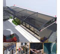 Auvent de toit en polycarbonate - Abri extérieur avec support en aluminium pour porte d'entrée, fenêtres, jardin, terrasse et porche - Protection aérienne résistante aux intempéries