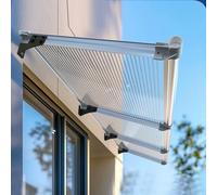 Auvent de Véranda,Marquise de Porte d’Entrée en Polycarbonate Transparent,Marquise Solaire Porte Terrasse Toit Abri Protection Contre la Pluie et UV,avec Cadre en Aluminium (120x180cm)