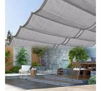 Auvent de Voile d'Ombrage de Vague,Rétractable Kit de Couverture d'Ombre en U,Toile d'Ombrage Anti-UV 95%,Auvent à Vagues Respirante/Perméable,pour Terrasse et Extérieur (1.5x4m)