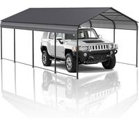Auvent de voiture en métal robuste - Tente de voiture résistante aux intempéries de 3,7 x 6,1 m, abri de garage pour le rangement