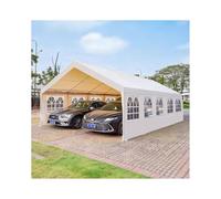 Auvent De Voiture Robuste Blanc avec Parois Latérales en Tissu Extérieur Et Structure Renforcée pour Tracteur, SUV Et Camping-Car(16.4x32.8x6.5ft)