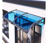 Auvent d'Entrée Extérieur Isolation Thermique,Auvent de Porte et Fenêtres d'Évier Silencieux,Couverture en Polycarbonate Bleu Protection UV Contre La Pluie et La Neige (80x280cm/31 x110)