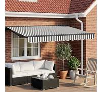 Auvent dépliable électrique Anthracite et blanc 3,5 x 2 m, Rétractable avec Télécommande et manivelle, Polyester avec revêtement PU, cadre en acier-aluminium, structure semi-cassette, installation