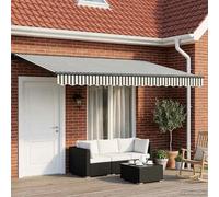 Auvent dépliable électrique Anthracite et Blanc 4x3m, Jardin avec Télécommande et manivelle, Polyester PU, Acier et Aluminium, Demi-cassette