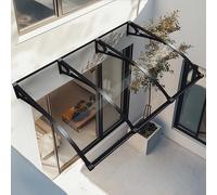 Auvent d'extérieur avec canal de drainage - Housse en polycarbonate pour porte de terrasse - Protection contre les UV, la pluie et la neige - Auvent transparent pour porte d'entrée (150 x 400 cm)