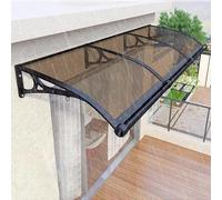 Auvent d'extérieur avec gouttière, polycarbonate, support en alliage d'aluminium, surplomb de porte d'entrée pour porche/patio/terrasse, panneau creux, résistant aux UV et à l'eau (marron, 80 x 360 cm
