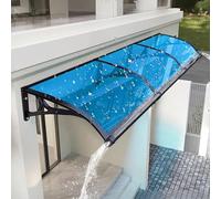 Auvent d'extérieur avec protection UV 50+, housse en polycarbonate facile à installer, support en aluminium, solution d'ombrage résistante aux intempéries pour fenêtres de terrasse, bleu, 60 x 160 cm