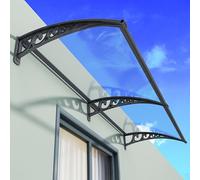 Auvent d'extérieur bleu de 50 x 160 cm pour porte de jardin et terrasse, support en métal résistant à la pluie, à la neige, au soleil et aux intempéries