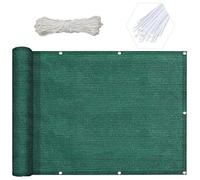 Auvent d'extérieur de 3,4 x 7,5 m, vert foncé, protection UV, coupe-vent, angle droit, protection contre les rayons UV, auvent de jardin, brise-vue pour cour et pelouse