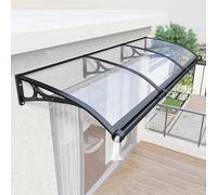 Auvent d'extérieur en aluminium pour balcon et porte, toit incurvé en polycarbonate avec gouttière, protection contre la pluie et la neige pour fenêtres et portes (l 60 x L120 cm)