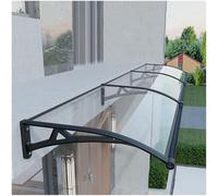 Auvent d'extérieur en polycarbonate, auvent de fenêtre durable pour porte d'entrée avec support en aluminium noir, largeur de 50,8 à 360,7 cm, housse de terrasse transparente pour protection contre