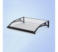 Auvent d'extérieur en polycarbonate avec supports en aluminium transparent pour fenêtre et porte, protection contre la pluie et la neige, parfait pour véranda (l 100 x L 100 cm)