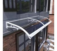 Auvent d'extérieur en polycarbonate pour fenêtre d'entrée, balcon et terrasse - Design transparent réduisant le bruit - Emplacement facile pour cartes - Protection résistante aux intempéries