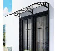 Auvent d'extérieur en polycarbonate pour porte d'entrée et protection contre les UV, la pluie et la neige Transparent 80 x 360 cm avec support noir
