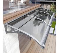 Auvent d'extérieur en polycarbonate transparent de 80 x 120 cm, couverture de toit durable résistante aux intempéries pour portail, patio et terrasse, pour jardins, terrasses et entrées.