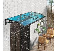 Auvent d'extérieur en polycarbonate UPF 50+ - Housse de porte de fenêtre - Feuille creuse résistante aux intempéries - Pour patio, porche, terrasse - Bleu - 100 x 360 cm - Protection extérieure