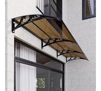 Auvent d'extérieur imperméable en polycarbonate marron - personnalisable et extensible (60 x 400 cm/24 x 157) pour protection contre la pluie et la neige - Design élégant pour terrasse et entrée