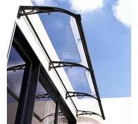 Auvent d'extérieur imperméable pour porte d'entrée - Protection UV, panneau transparent, support noir - Abri de pluie pour fenêtres, patio, balcon et véranda, et élégant