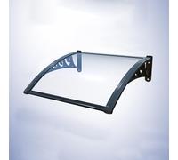 Auvent d'extérieur incurvé avec design de drainage, composite en polycarbonate robuste pour patio, porche, fenêtre, entrée