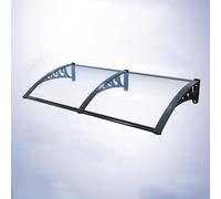 Auvent d'extérieur incurvé avec design de drainage, composite en polycarbonate robuste pour patio, porche, fenêtre, entrée