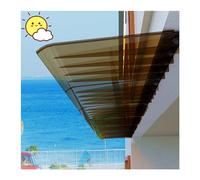 Auvent d'extérieur portable à bords plats - Auvent en polycarbonate pour porte d'entrée, jardin, terrasse, porche, auvent marron durable pour installation d'avant-toit (127 cm)