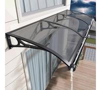 Auvent d'extérieur pour fenêtres et portes, pare-soleil en aluminium, housse de terrasse pour protection contre la pluie et le soleil, toit en polycarbonate, gris, 150 x 100 cm