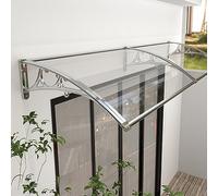 Auvent d'extérieur pour porte d'entrée - Housse de protection UV en polycarbonate, cadre en aluminium, abri de terrasse et de jardin résistant aux intempéries (60 x 200 cm)