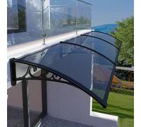 Auvent d'extérieur - Protection UV à 99,99 % - Résistant aux chocs - Pour fenêtre - Housse en polycarbonate durable - 100 x 280 cm - Noir