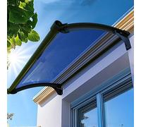 Auvent d'extérieur résistant aux UV avec supports métalliques et gouttière de drainage, abri résistant aux intempéries pour entrée/terrasse/fenêtre (bleu, 50 x 120 cm)