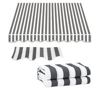 Auvent d'extérieur rétractable 4,5 x 1,5 m en polyester rayé gris et blanc pour terrasse, terrasse et terrasse - Protection UV
