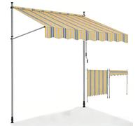 Auvent d'extérieur rétractable de 3 x 1,2 m pour jardin, balcon, jaune/bleu (2,1 x 1,2 m)