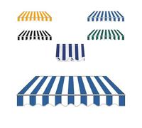 Auvent d'extérieur rétractable en polyester imperméable - 3 x 2,5 m - Bleu - Enrouleur - Parfait pour patios, terrasses et jardins - 5 x 3,5 m