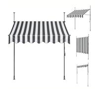Auvent d'extérieur rétractable pour terrasse, 3 x 1,2 m, abri manuel pour jardin, balcon (noir/blanc) protection UV, installation facile