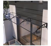 Auvent d'extérieur transparent pour portes et fenêtres - Design silencieux et invisible avec support en plastique - Parfait pour l'entrée et le jardin (noir, 99,1 x 99,1 cm)