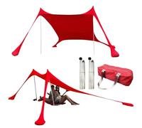 Auvent d'ombrage de Plage - Grand abri Solaire de 3 x 3 m, Tissu Portable, ancrages de Sacs de Sable renforcés Robustes | Système de stabilité Coupe-Vent pour Les Sorties de Vacances côtières su