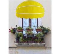 Auvent dôme pliable en toile jaune - Auvent de porte de terrasse en tissu pour terrasse, balcon, cour, porche - Protection en polyester de 80 cm