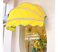 Auvent dôme réglable et imperméable, résistant aux UV, auvent pliable manuel pour portes et porches, abri de pluie élégant en tissu jaune (109 cm)