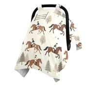 Auvent double couche en coton délavé pour siège auto bébé avec fenêtre à | Housse de transport pour poussette de bébé douce pour la peau - Pour cheval d'équitation