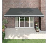 Auvent électrique à bras articulé, avec moteur, télécommande et manivelle, 4 x 3 m, anthracite, pour terrasse, balcon, jardin, résistant aux UV, imperméable