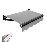 Auvent électrique rétractable pour porte de terrasse et fenêtre, pare-soleil avec télécommande et manivelle manuelle, abri d'extérieur en gris, 3 x 2,5 m, résistant aux intempéries et élégant.