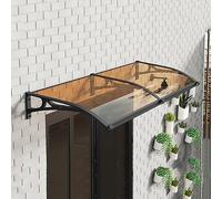 Auvent élégant en polycarbonate marron 80 x 240 cm - Abri d'extérieur résistant aux intempéries pour patio, entrée, portes et fenêtres, protection UV, installation facile