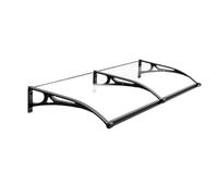 Auvent élégant en polycarbonate résistant aux intempéries avec support en aluminium pour porte d'entrée - Protection parfaite pour balcon et grand évier - 60 x 200 cm - Noir