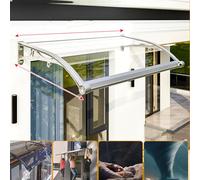 Auvent en aluminium à drainage automatique - Auvent de toit à pente argentée avec polycarbonate transparent pour porte d'entrée - Protection contre les intempéries (80 x 530 cm)