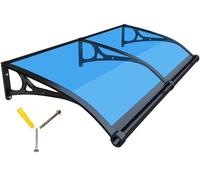 Auvent en aluminium et polycarbonate - Protection contre les UV et la pluie pour porte d'entrée - 100 x 180 cm - Bleu - Pour décoration d'intérieur