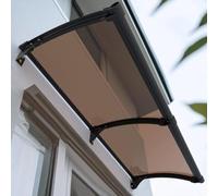 Auvent en aluminium pour porte d'entrée, auvent en polycarbonate résistant aux UV, design moderne incliné, abri résistant aux intempéries pour la pluie et la neige, 110 x 320 cm, noir