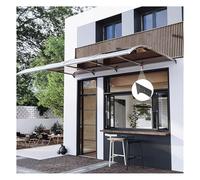 Auvent en aluminium pour porte d'entrée avec panneau latéral et support incurvé, grande taille de 110 x 300 cm, résistante aux intempéries et élégante pour un attrait amélioré