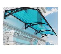 Auvent en aluminium pour porte, fenêtre, terrasse - Imperméable - Avec gouttière de drainage - Protège les patios, les terrasses et les vérandas - Bleu - 100 x 140 cm