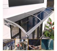 Auvent en aluminium pour portes et portes - Gris - Support argenté - Réduction du bruit - Housse d'entrée extérieure (100 x 140 cm)