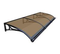 Auvent en forme d'arc en aluminium pour porte d'entrée en polycarbonate transparent pour fenêtres, balcon avec supports incurvés (couleur bronze, 100 x 190 cm)