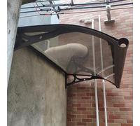 Auvent en métal marron pour portes et fenêtres - Auvent de terrasse en polycarbonate cristal - Support en aluminium avec guide pour évier - Porte extérieure de toit pour balcon - Dimensions : 60 x 80